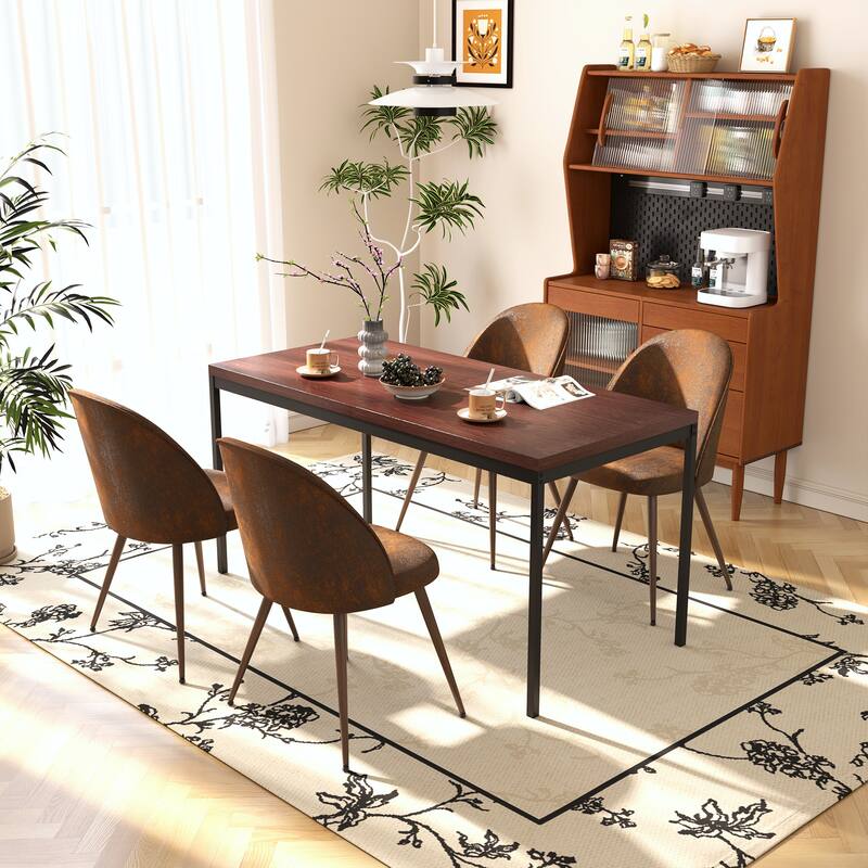 Homy Casa 47.2" Rectangular Dining Table with Wood-Look Top and Metal Frame for Modern Dining Rooms