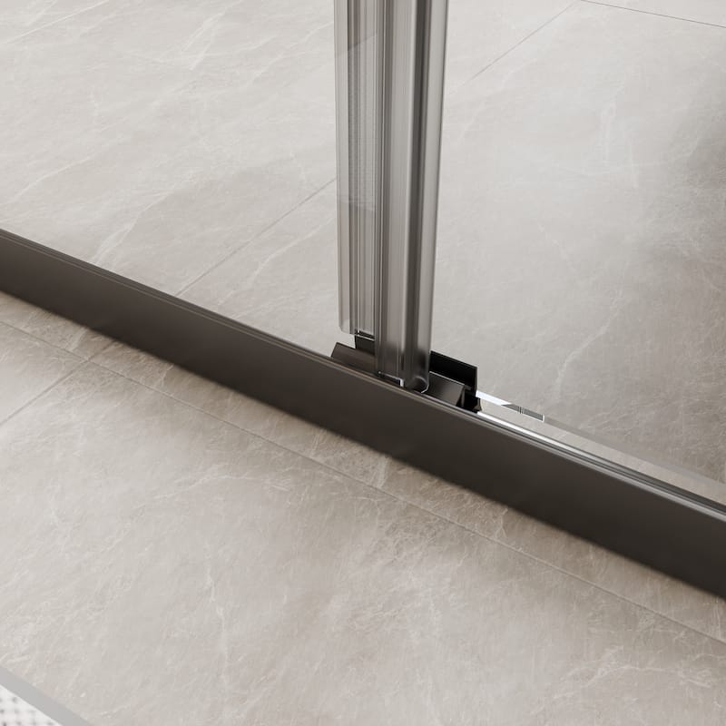 Modland 45''/54''W x 70'' H Glass Double Sliding Shower Door in Black/Chrome