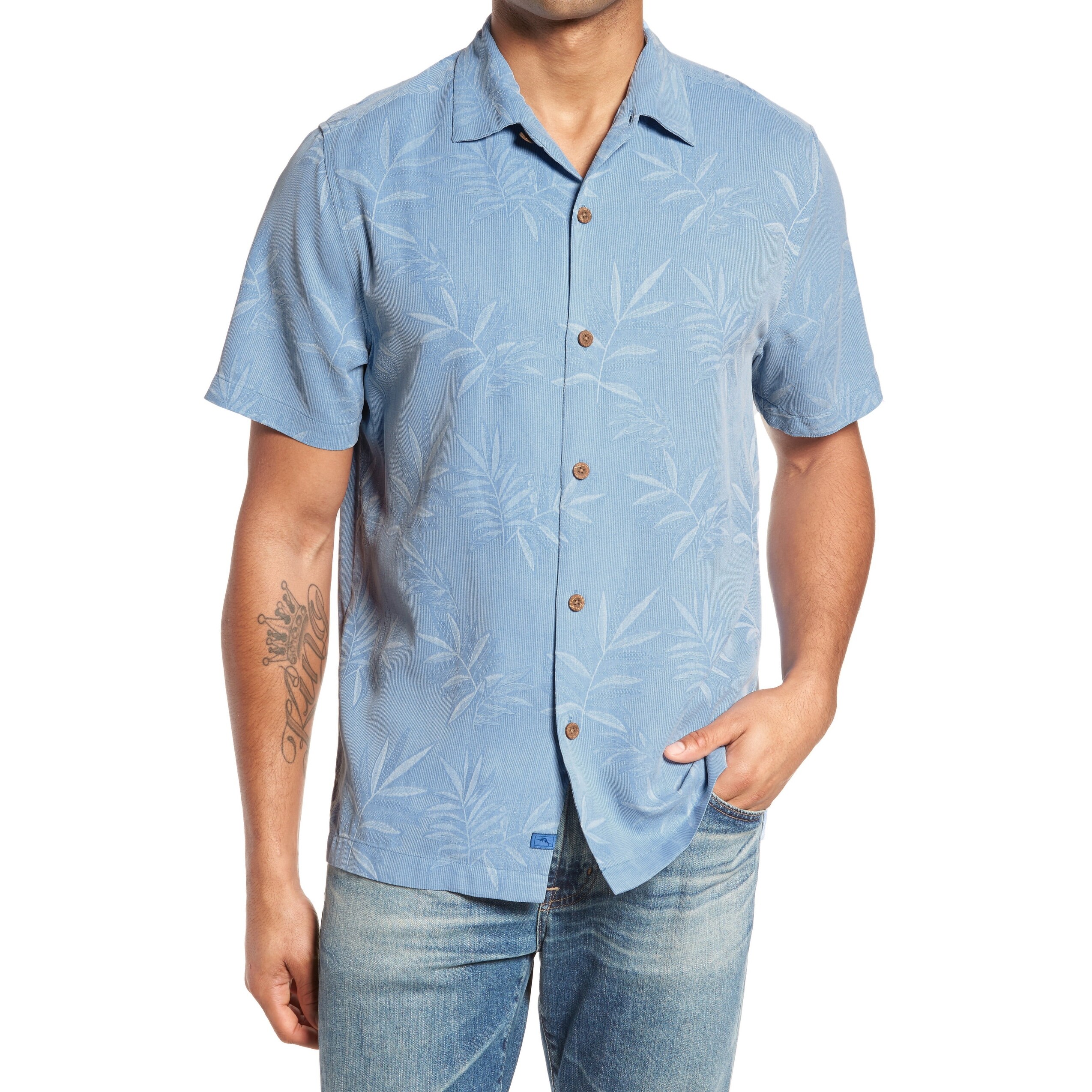 Shop Tommy Bahama Mens Blue Size Small S Luau Floral Button Front Shirt Overstock 28673511