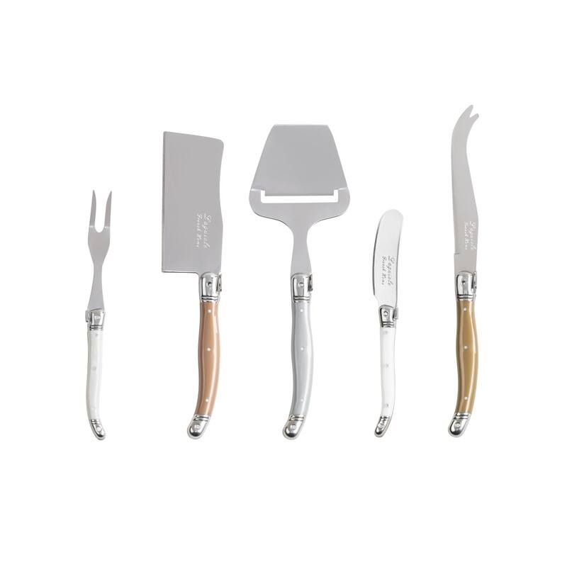 French Home Laguiole 5 Piece Cheese Knife, Fork and Slicer Set, Mixed Metals - Multicolor