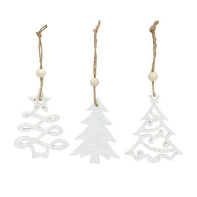 Set of 9 White Christmas Tree Ornaments 3"