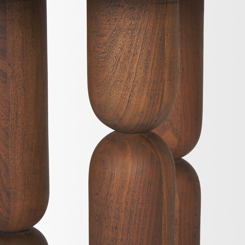 Sonel Pedestal Medium Dark Brown / Matte Black Acacia Wood Foyer Table -  35.0L x 4.5W x 35.0H