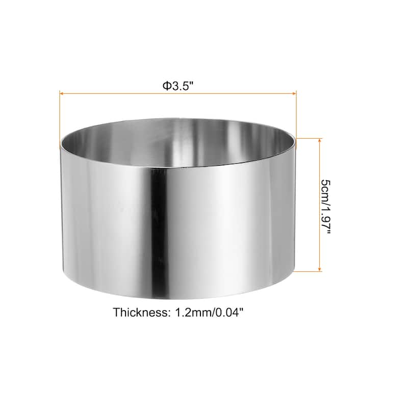 2PCS Round Cake Ring Stainless Steel Pastry Mousse Dessert Ring - 3.5 x 2 Inch