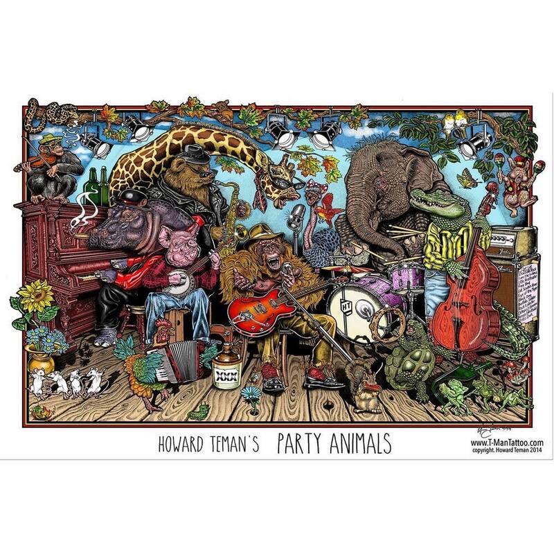 Party Animals by Howard Teman Art Poster - 36 x 24 Inch