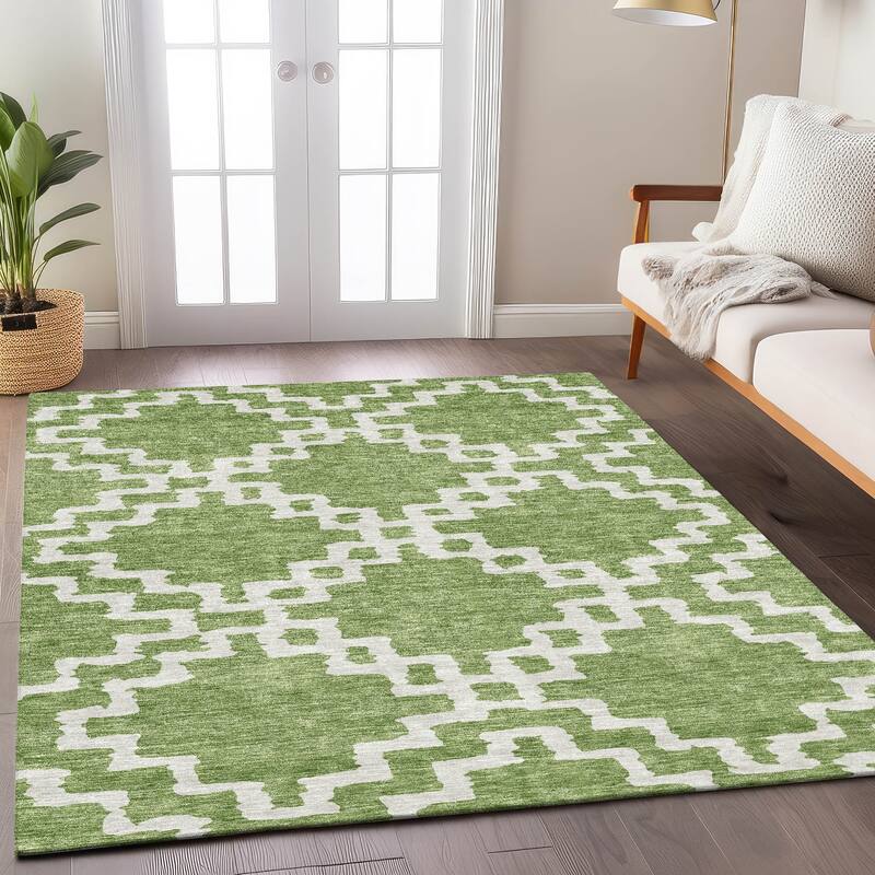 Machine Washable Indoor/ Outdoor Chantille Geo Trellis Rug