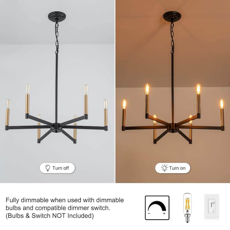 Starskys 8-Light Dimmable Mid-Century Modern Candle Chandelier