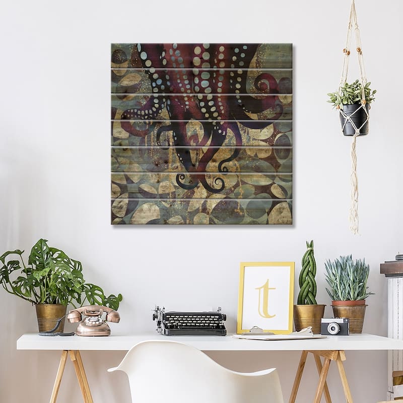 Metallic Ocean II Print On Wood by SpaceFrog Designs - Multi-Color