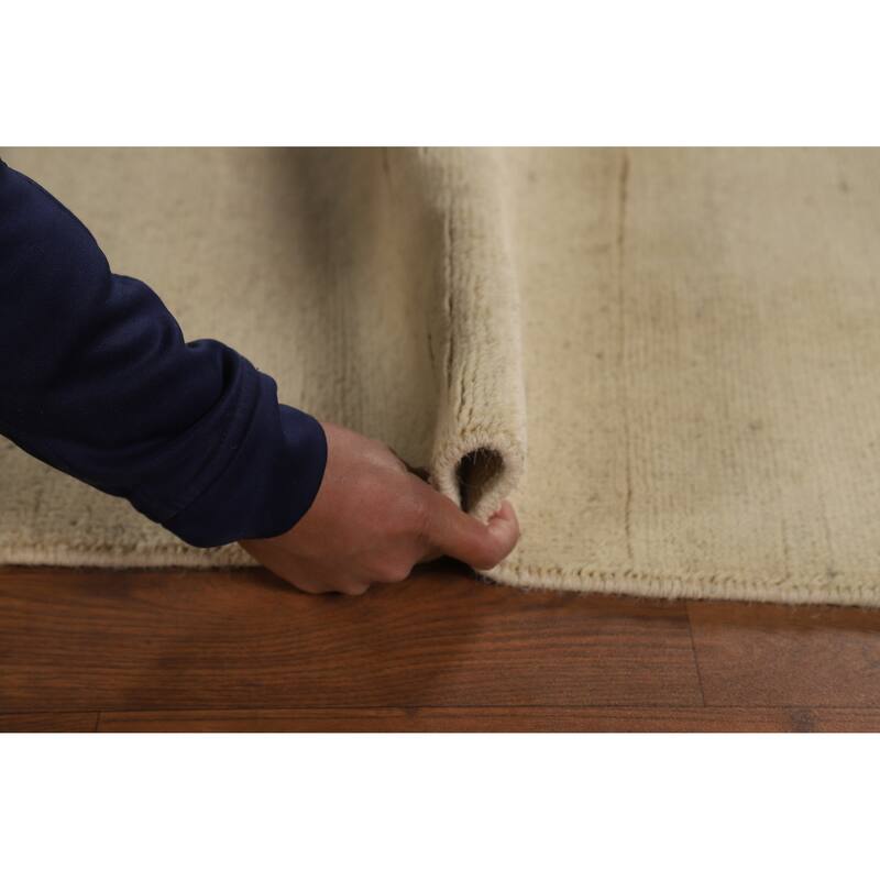 Modern Solid Gabbeh Oriental Area Rug Handmade Wool Carpet - 6'1" x 8'11"