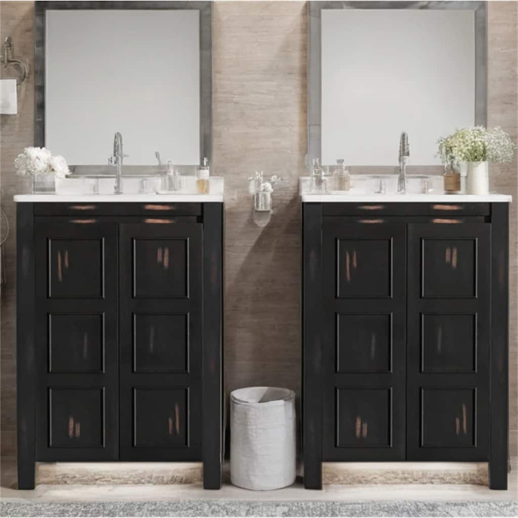 Bathroom Vanity Set with Double Ceramic Sinks,Storage Shelf and Doors