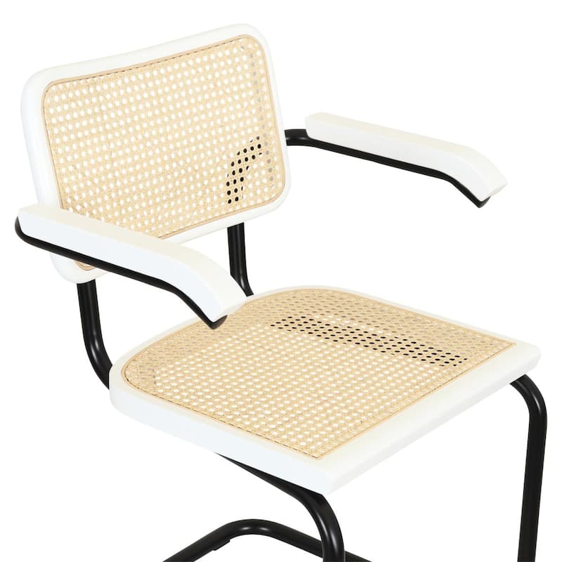 Breuer Chair Company Marcel Breuer Cesca Cane Cantilever Armchair Arm Chair w/ Black Steel Frame (Various Wood & Cane Colors)