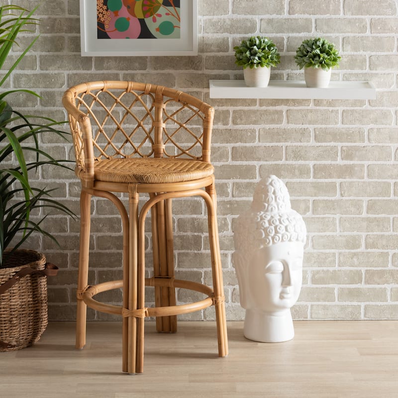Orchard Modern Bohemian Natural Brown Rattan Counter Stool