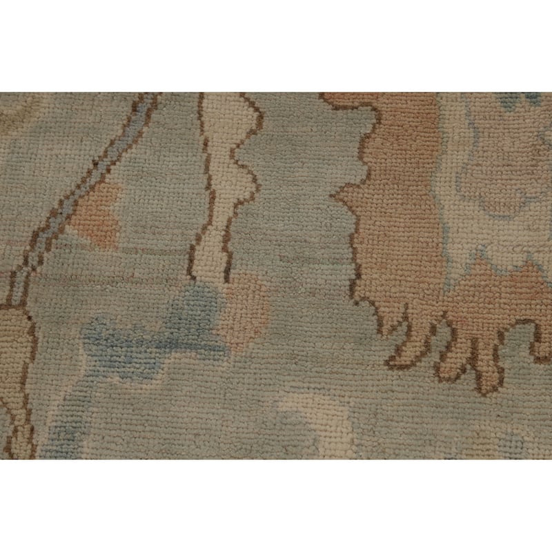 Vegetable Dye Blue Oushak Turkish Area Rug Handmade Wool Carpet - 7'10"x 9'11"