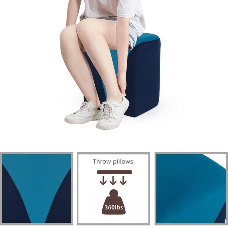 Adeco Modern Round Velvet Ottoman Foot Rest Stool Upholstered Footstool