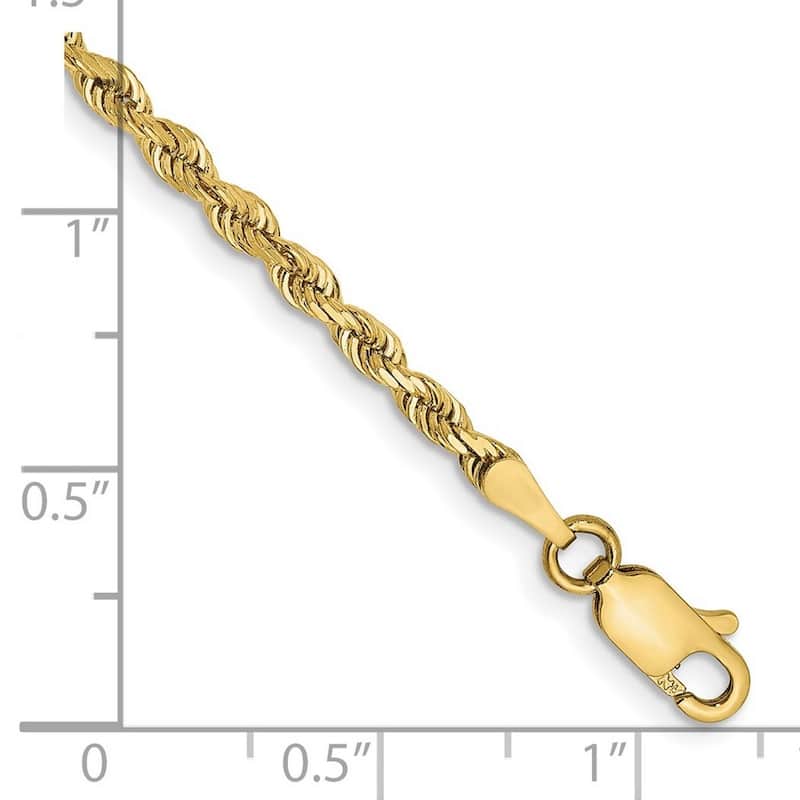 Curata 10k Yellow Gold 2.75mm Diamond Cut Quadruple Rope Chain BraceletOptions: 7" 8"