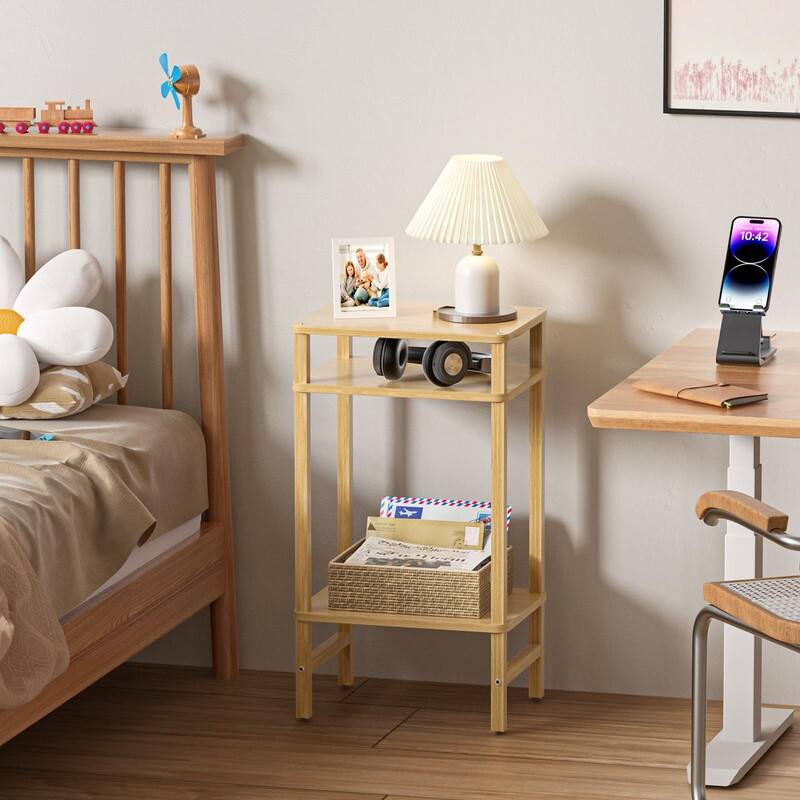 28in Tall Side Table 3-Tier Small Narrow End Table for Couch