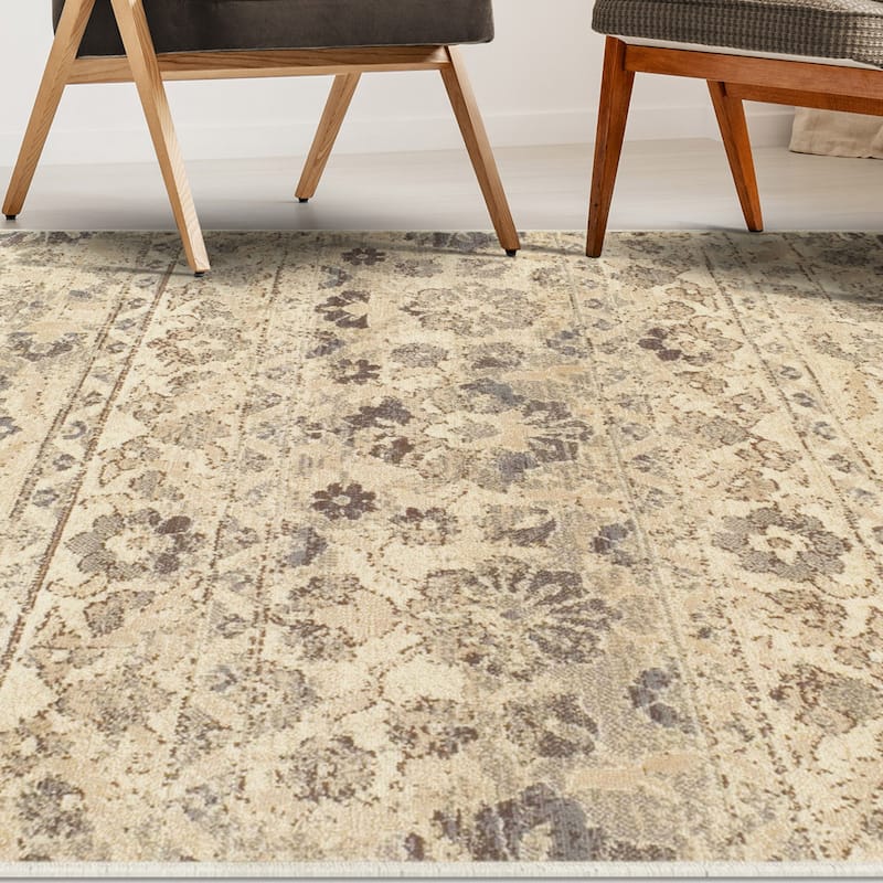 Superior Traditional Vintage Florals Polypropylene Indoor Area Rug