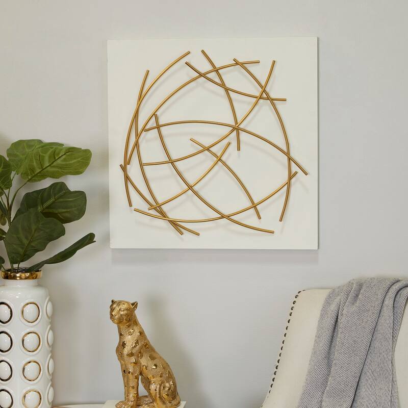 CosmoLiving by Cosmopolitan Metal Overlapping Lines Abstract Wall Decor with Black or White Backing - Black or White - White