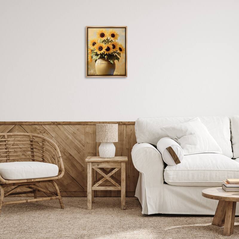 Stupell Sunflower Pot Still Life Framed Floater Canvas Wall Art Design By Franklyn Gregory