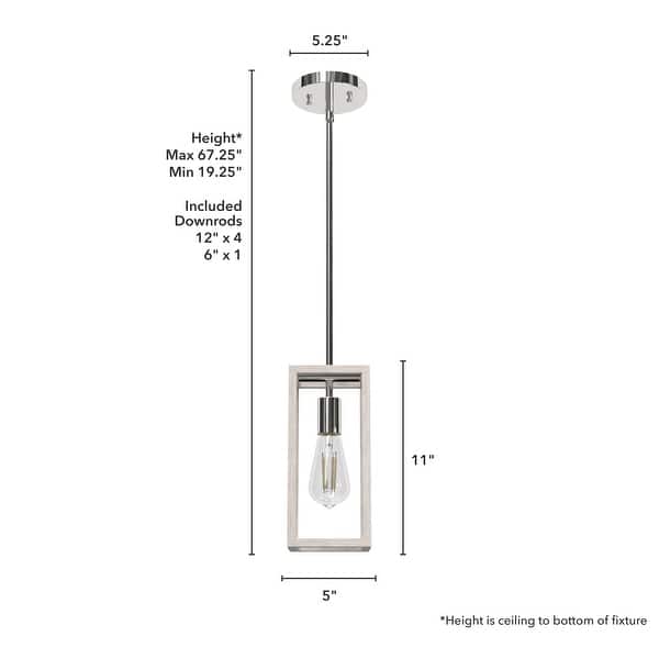 dimension image slide 2 of 3, Hunter Squire Manor 1-Light Mini Pendant - Kitchen Island, Dining Room, Bedroom - Modern Farmhouse, Caged, Candle, Transitional
