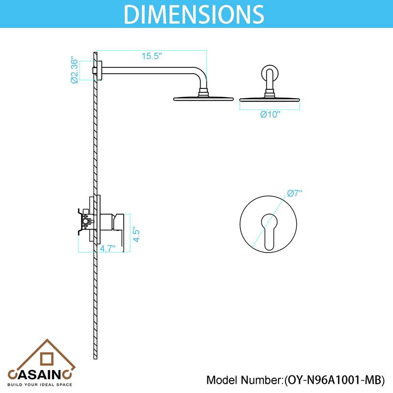 1-Spray Patterns with 1.8 GPM 10 in. Wall Mount Round Fixed Shower Head - 10 inch