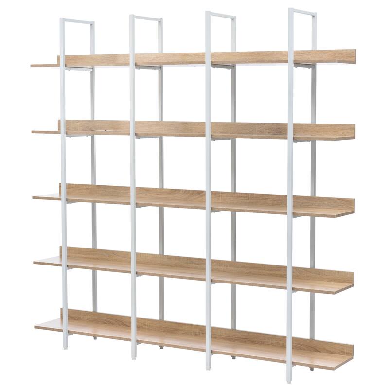 5 Tier Bookcase Home Office Open Bookshelf with Metal Frame