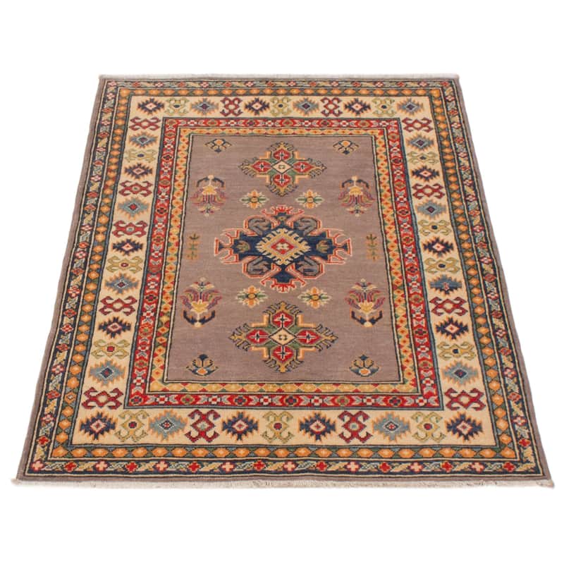 ECARPETGALLERY Hand-knotted Uzbek Ghazni Taupe Wool Rug - 3'5 x 5'0