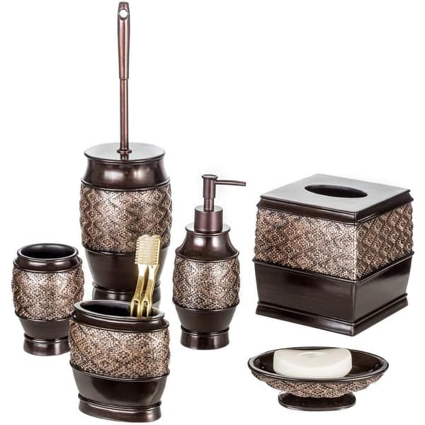 Creative Scents Dublin Brown Bathroom Accessories Set 6Piece Bed