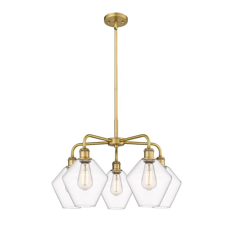 Innovations Lighting Cindyrella - 5 Light 8" Stem Hung Chandelier - Clear/Brushed Brass