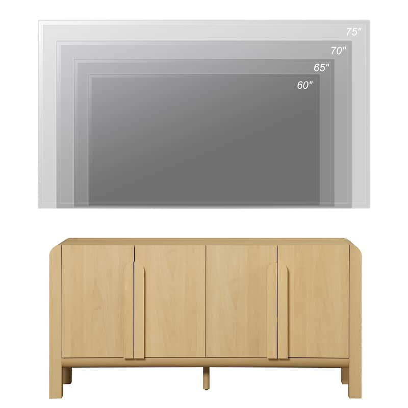 WAMPAT 63" Modern TV Stand With Storage, Entertainment Center With Adjustable Shelves,Wooden TV Console With 4 Doors