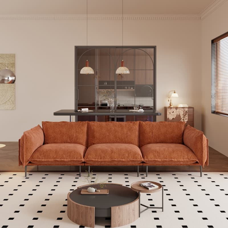 111.02'' Down Filled Modular Sectional Sofa Chenille Fabric Upholstery 3-seats Couch