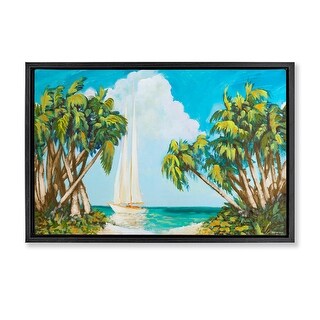 Stupell Sailboat Among Palms Framed Floater Canvas Wall Art Design By ...