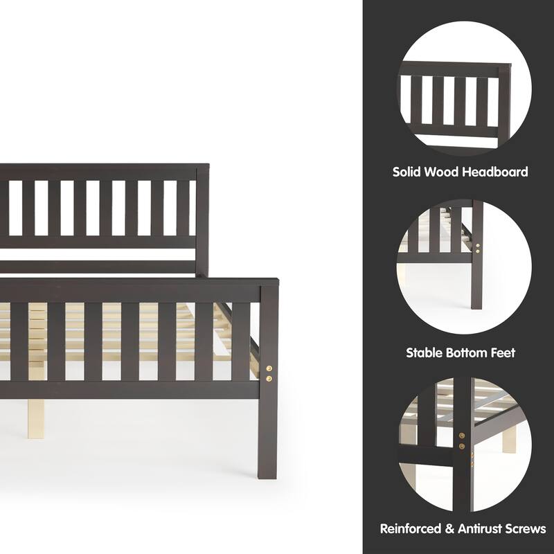 Costway Full Wood Platform Bed with Headboard and Footboard Mattress