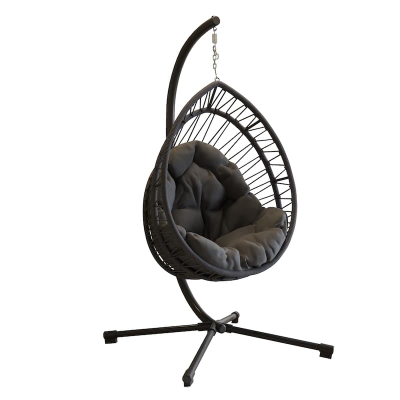 Outdoor Egg-shaped Hanging Chair with Stand, Patio Egg-shaped Swing Chair, Rocking Chair, Hammock Egg-shaped Chair