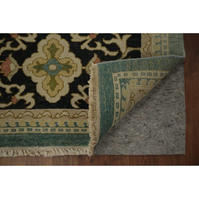 Hand Knotted Oriental 100% Wool Carpet Transitional Floral Navy Blue & Blues Oushak Area Rug - 12' 10'' X 9' 8''