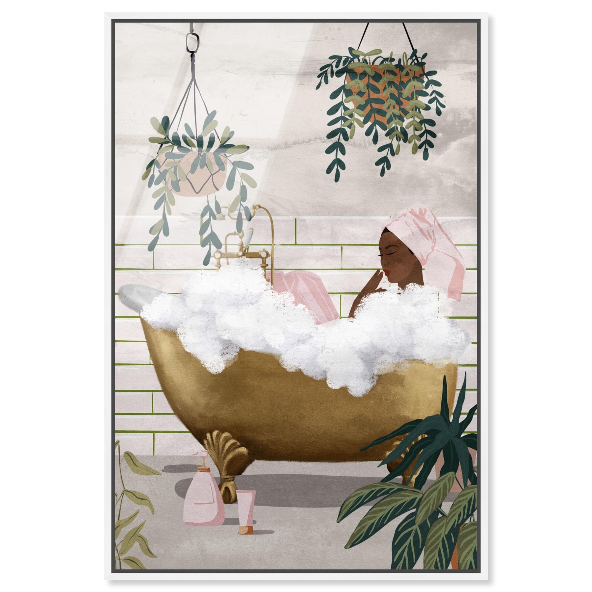 Botanical Bathtime Lounge Framed Acrylic Wall Art by Art Remedy