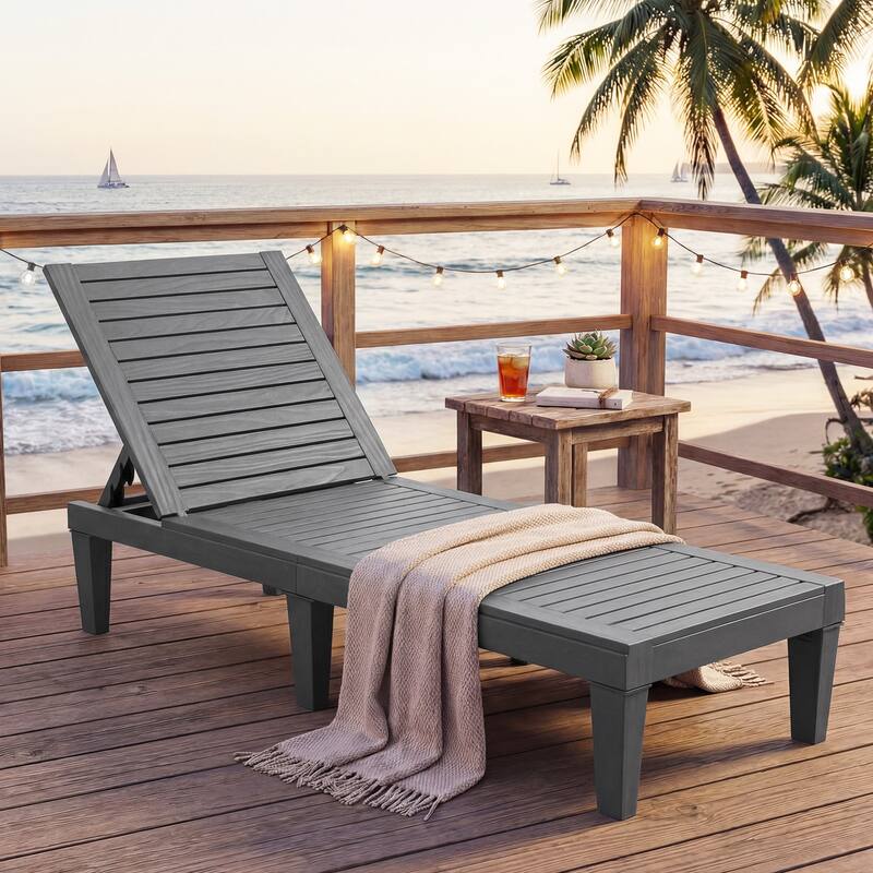 Gymax Patiojoy 2 PCS Lounge Chair Chaise Recliner Weather Resistant