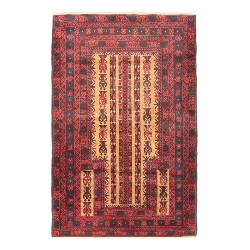 ECARPETGALLERY Hand-knotted Teimani Light Brown Wool Rug - 3'1 x 4'7