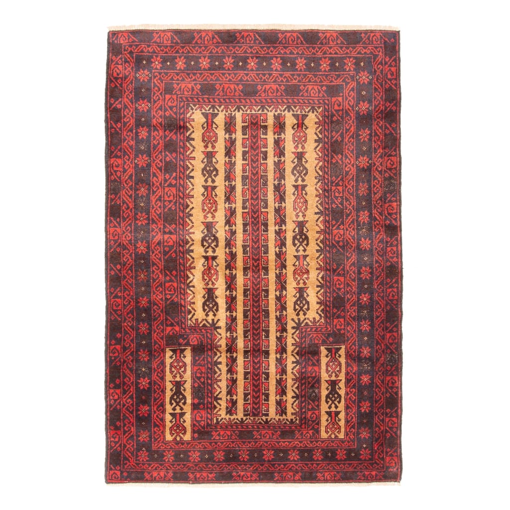ECARPETGALLERY Hand-knotted Teimani Light Brown Wool Rug - 3'1 x 4'7