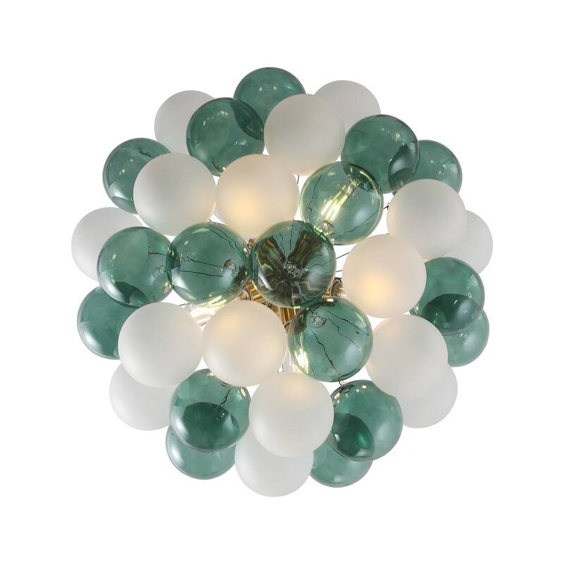 Mid - Century Modern Glass Globe Chandelier, Adjustable Height, E26 Base, 5 - Light Cluster Pendant Light for Dining Room