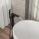 preview thumbnail 11 of 16, Freestanding Bathtub Faucet Waterfall Tub Filler Brushed Nickel Floor Mount Brass Bathroom Faucets with Hand Shower