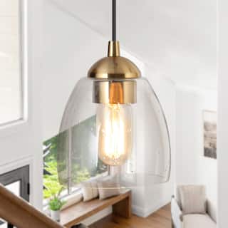 Modern Contemporary 1-Light Black Gold Glass Kitchen Island Lights for Dining Room - 5.5" D x 9" H