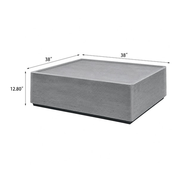 dimension image slide 0 of 2, 38" Square MGO Coffee Table with a Natural Stone-Look Finish for Living Room & Outdoor Patio