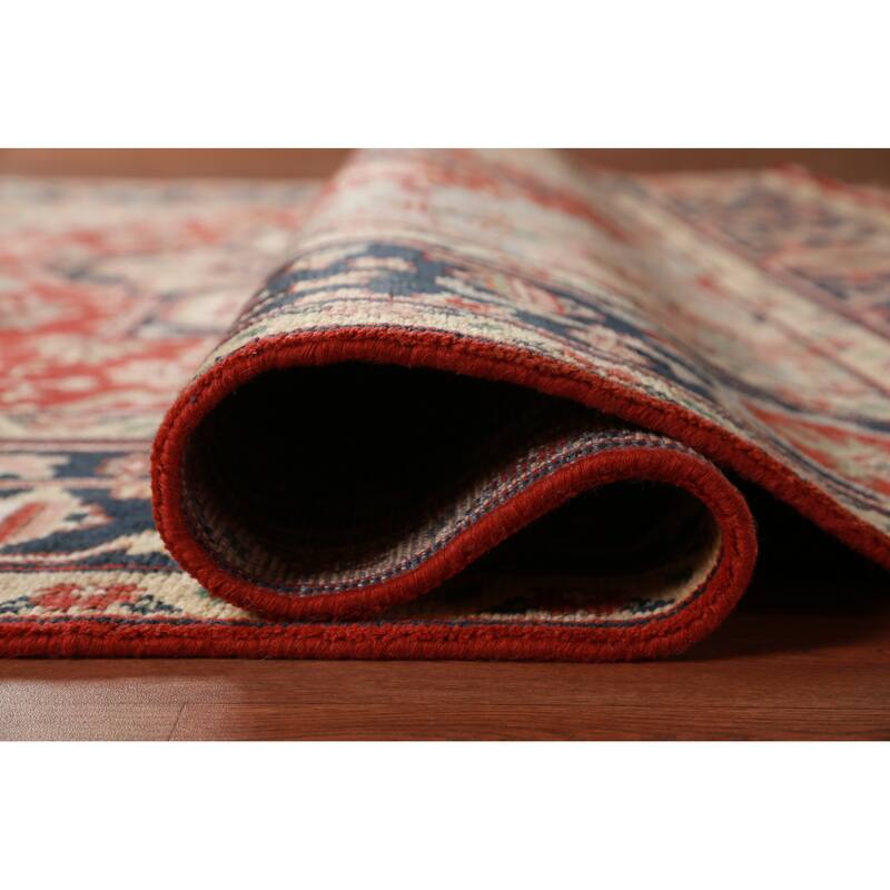 Hand Knotted Oriental 100% Wool Carpet Traditional Medallion Oranges & Rust Heriz (serapi) Area Rug - 9' 9'' X 8' 0''