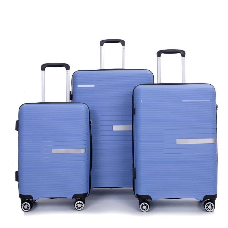 Luggage 3 Piece Set(20"/24"/28"), Hardshell Suitcase With Double Mute Spinner Wheels, Durable Lightweight Suitcase With TSA Lock - Purplish Blue
