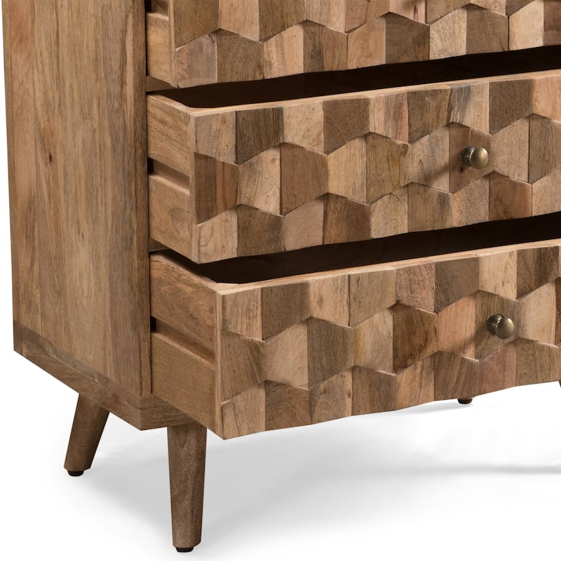 Latona Mid-Century Modern Handcrafted Mango Wood 3 Drawer Chest by Christopher Knight Home