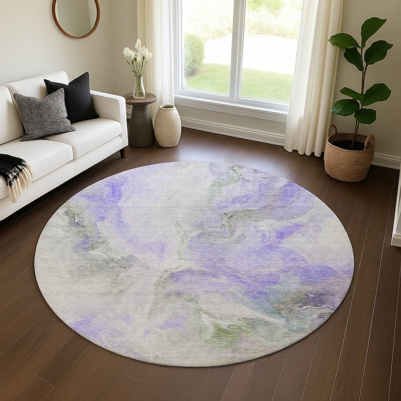 Premium Washable Super Soft Abstract Modern Mayfield Rug - Lavender - 8' x 8'