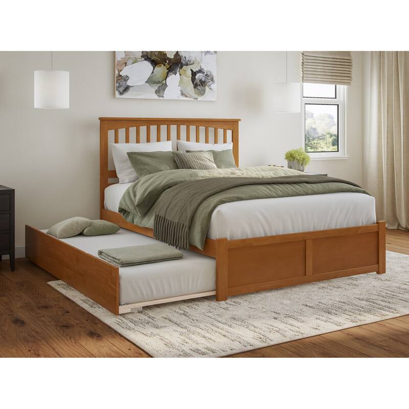 Mission Platform Bed with Footboard and Twin XL Trundle