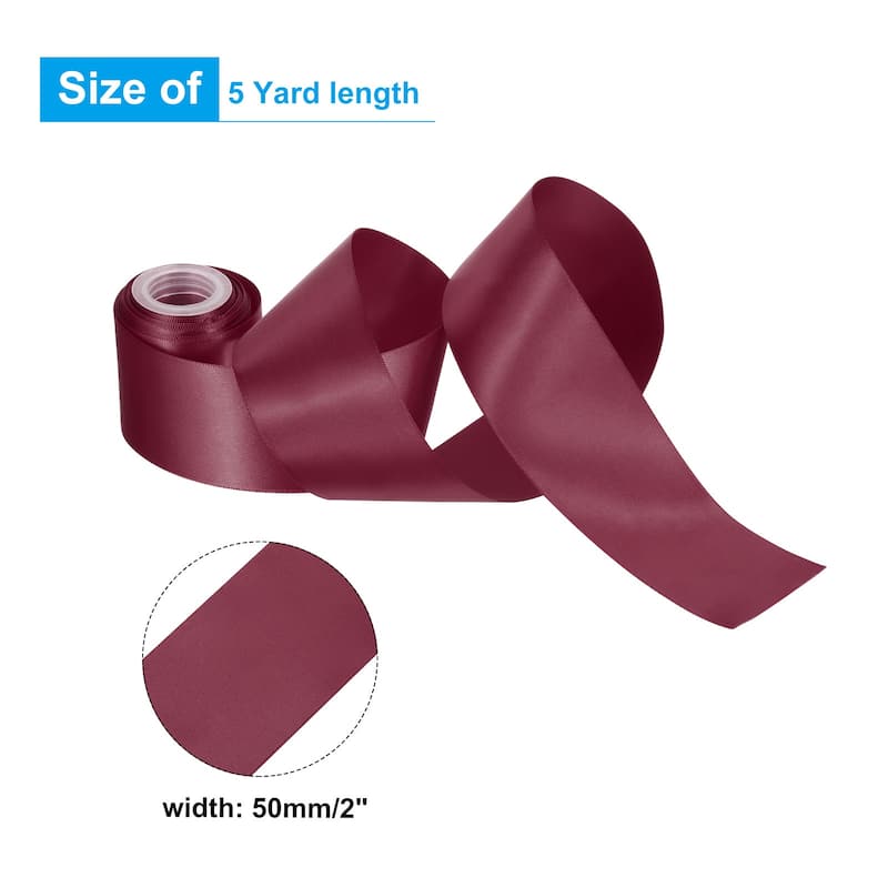 2" 5 Yard Double Faced Solid Satin Ribbon Polyester Fabric - Dark Magenta