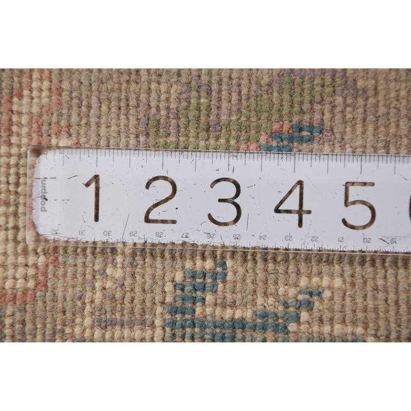 Hand Knotted Oriental 100% Wool Carpet Transitional Floral Navy Blue & Blues Oushak Runner Rug - 11' 7'' X 2' 10''