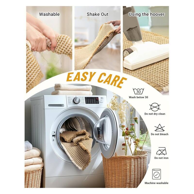 Large Waffle Bath Mat Set, Non Slip Bathroom Mat Set